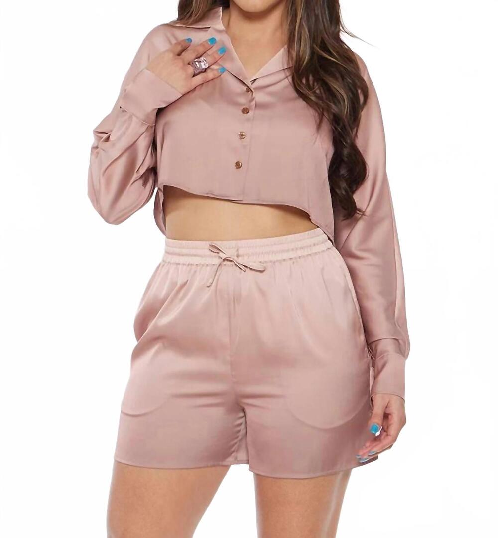 NEW CIRCULAR PATH crop dolman shirt in taupe